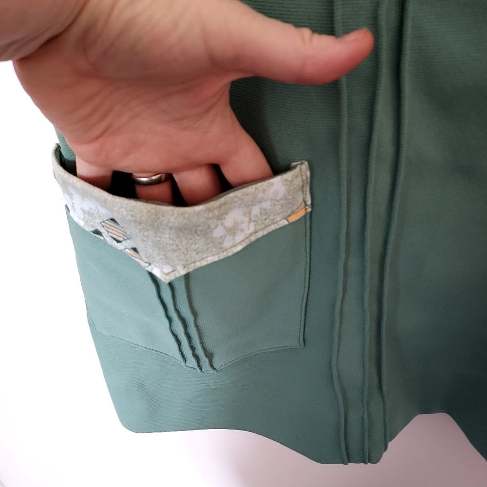 Vintage handmade green polyester smock top Grandmacore 1970s Retro - Picture 4 of 6